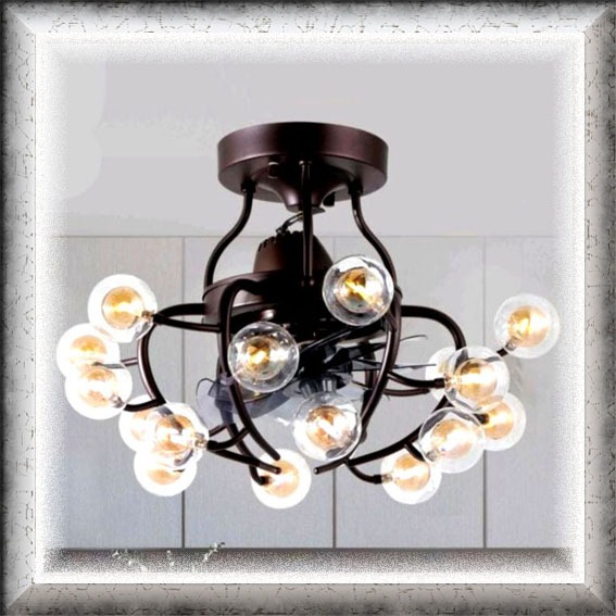 Lampu Hias Gantung Plafon Modern Classic Kaca Kipas Angin remote control minimalis lighting living d