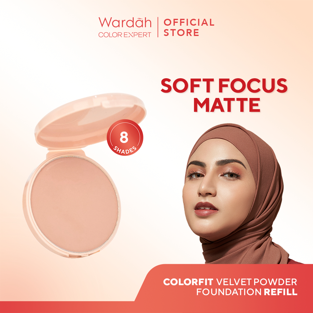 WARDAH Colorfit Velvet Powder Foundation Refill - Bedak Padat Dengan SPF 20 - Oil Control - Tahan La