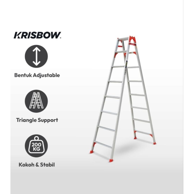 Krisbow fixsteps tangga lipat aluminium 2in1 8 step 2.2 meter