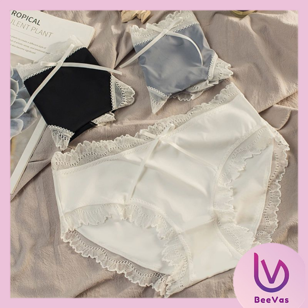 BV.ID CD1497 Celana Dalam Wanita Underwear Polos Bahan Seamles Motif Pita Renda Underwear Gaya Korea