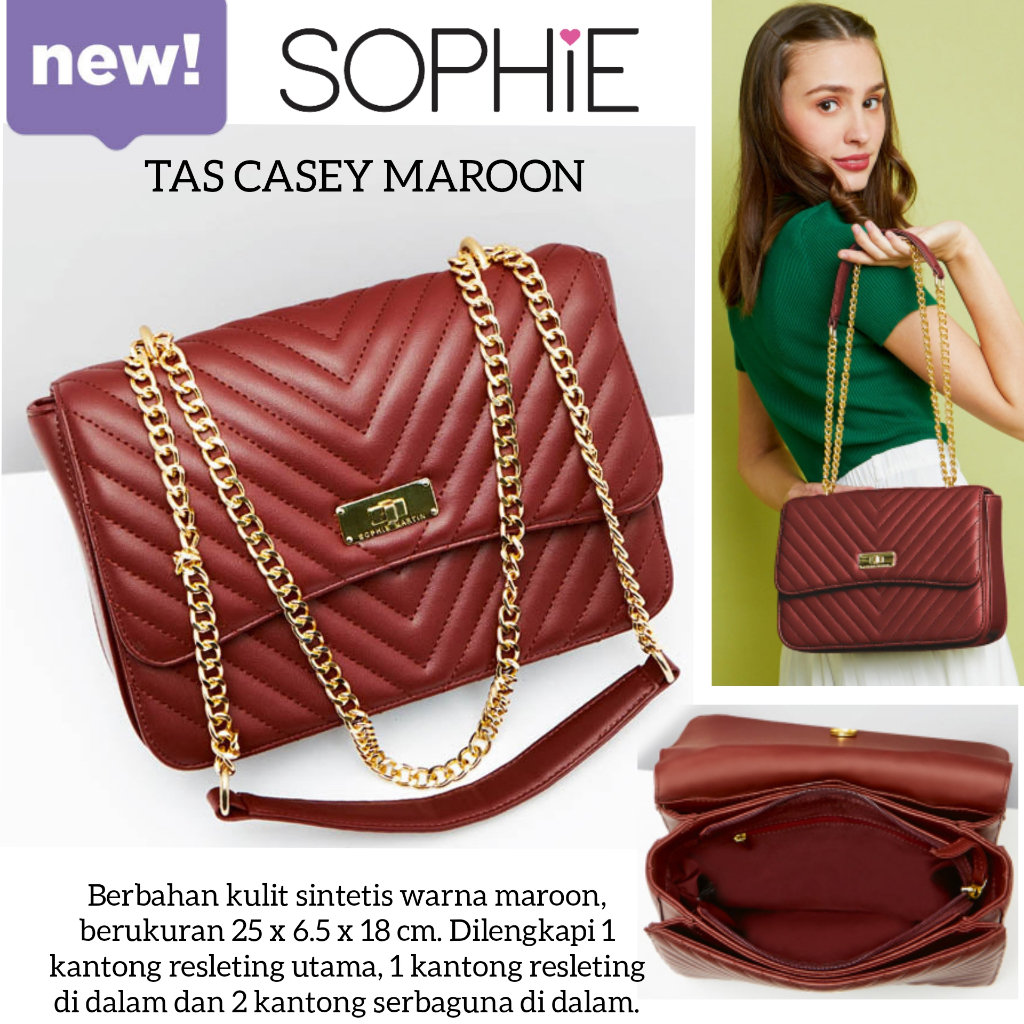 TAS CASEY MAROON SOPHIE MARTIN PARIS PROMO TAS MERAH MAROON SELEMPANG BAHU WANITA BAG