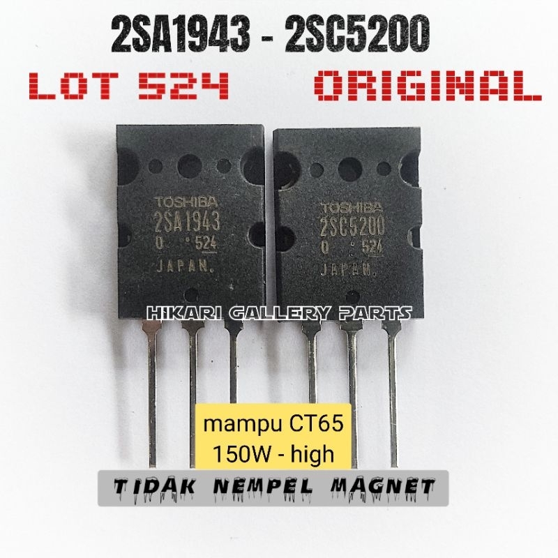 [1 SET] TR Toshiba 2SA1943 2SC5200 lot 524 ORI / Transistor Final A1943 C5200 lot 524 150w high / tr