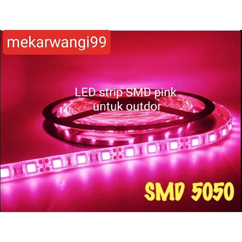 lampu LED strip SMD pink 5050 DC 12V 5M outdoor