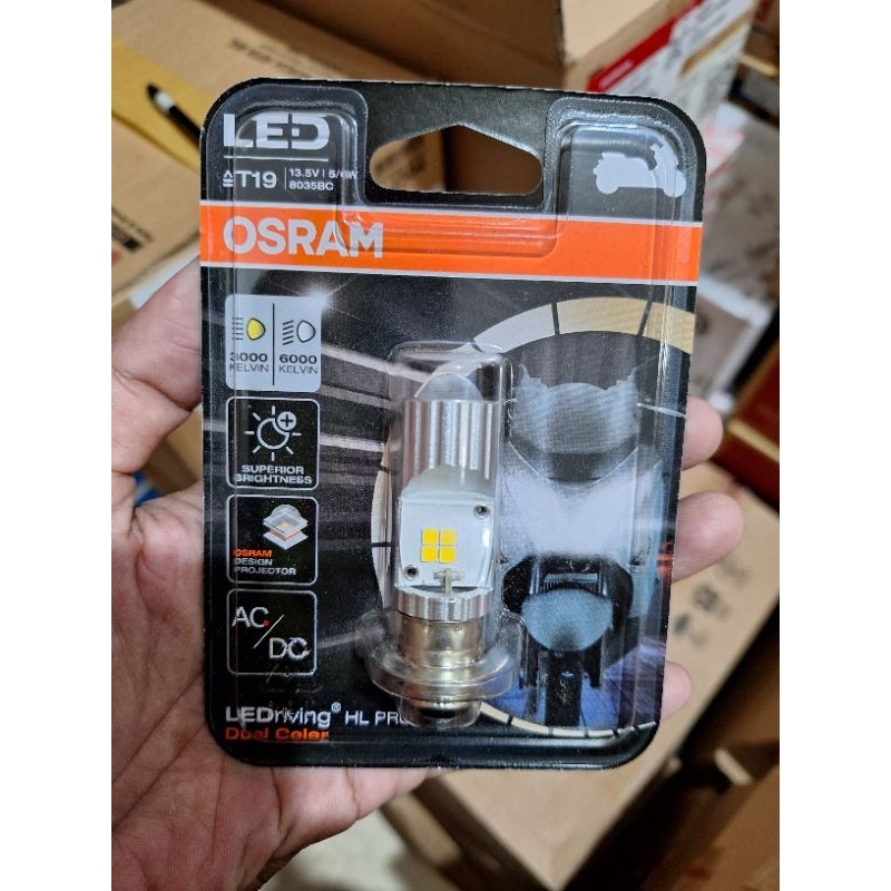 lampu led osram T19 PRO dual color dekat putih jauh kuning