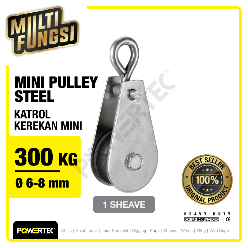 POWERTEC Mini Pulley Katrol Kerekan 300kg 12mm - 1 Sheave