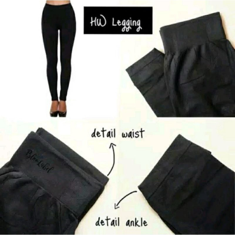LEGGING HW IMPORT POLOS HITAM TEBAL JUMBO