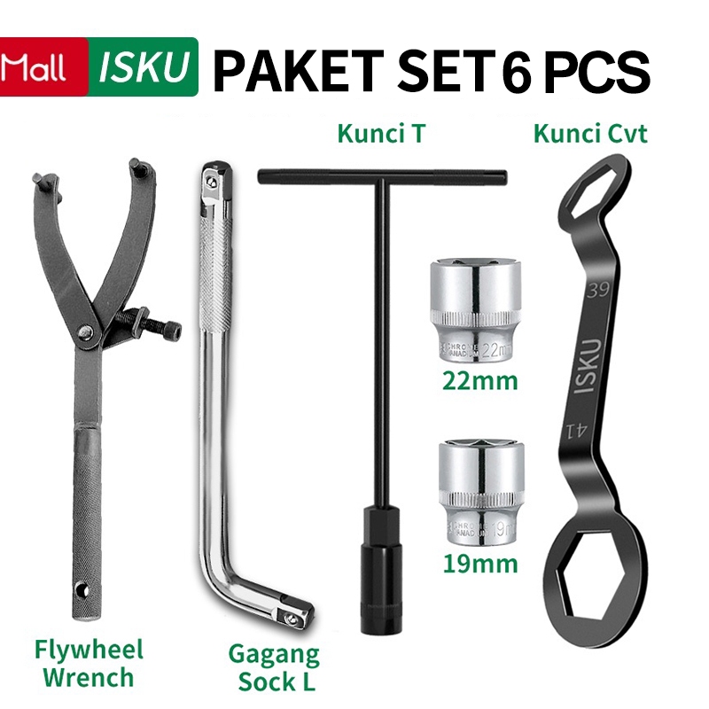 [Paket Set 6pcs] ISKU Penahan Kopling /Kunci CVT 39x41 Motor Matic Treker CVT Flying Wheel/Kunci T