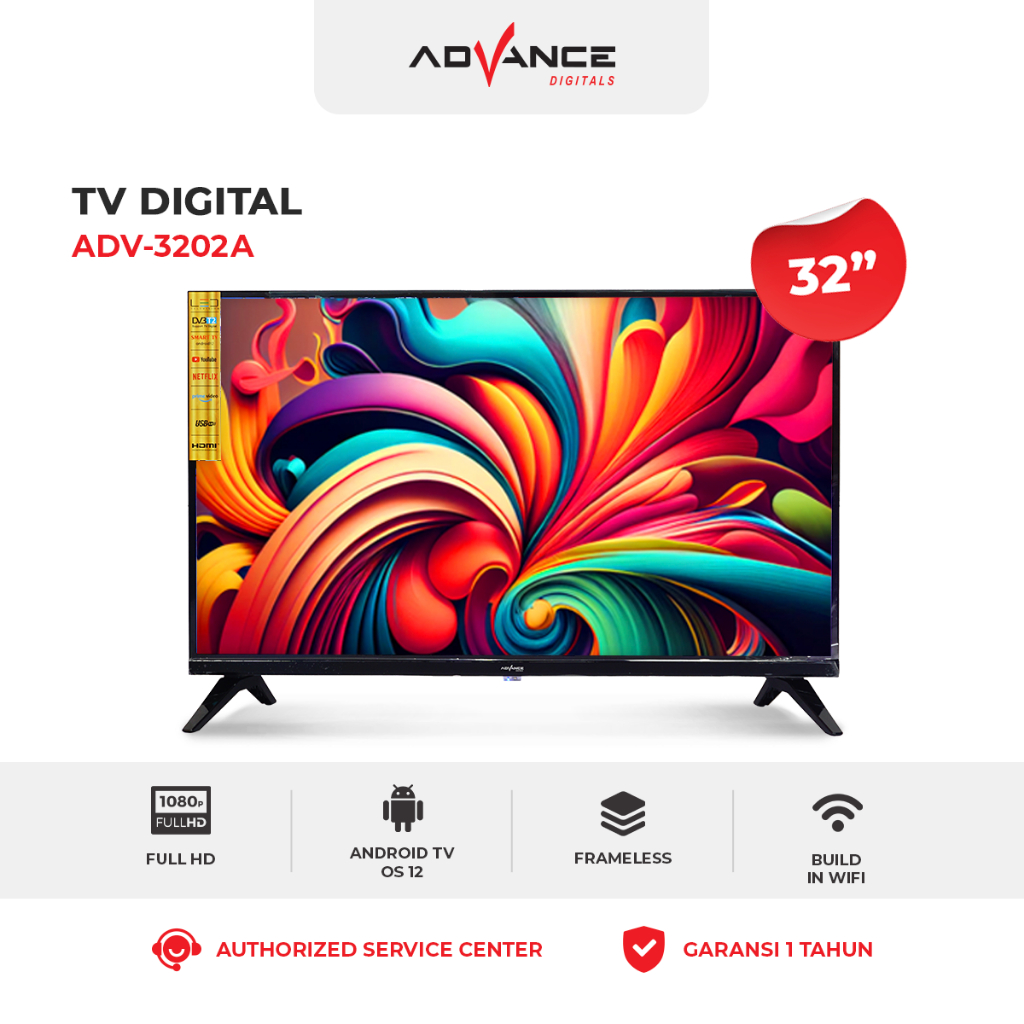 [GRATIS PACKING KAYU] Advance ADV-3202A Smart LED TV Full HD 32Inch Andorid TV 12.0 Tanpa Set Top Bo
