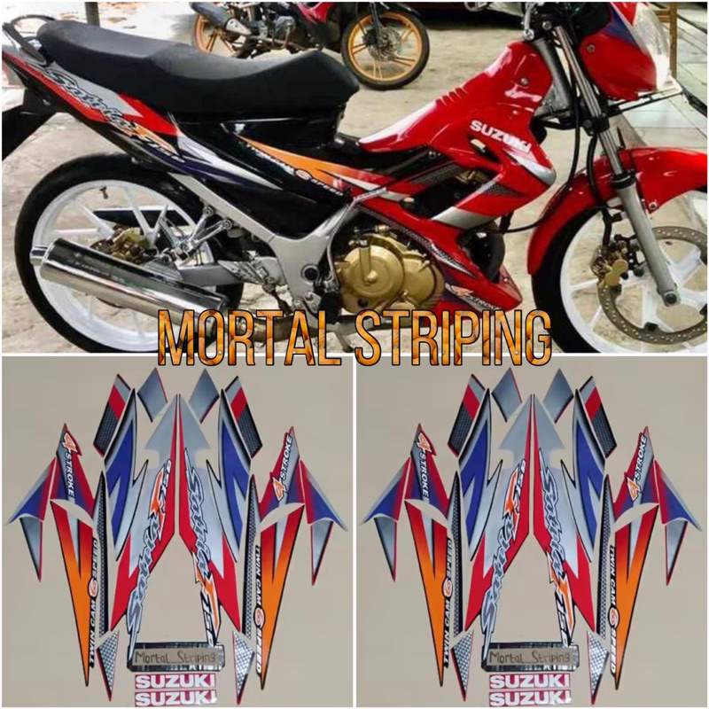 STIKER STRIPING LES LIS BODY MOTOR SATRIA FU THAILAND 2006 2007 CBU HITAM MERAH