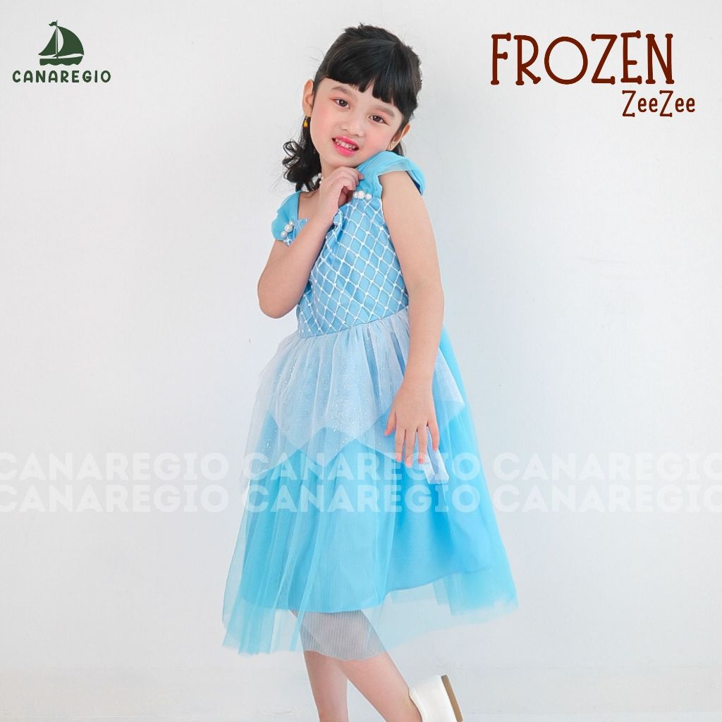 Baju Frozen Anak Perempuan Dress Frozen Elsa Gaun Frozen Zee Zee 1-8 Tahun