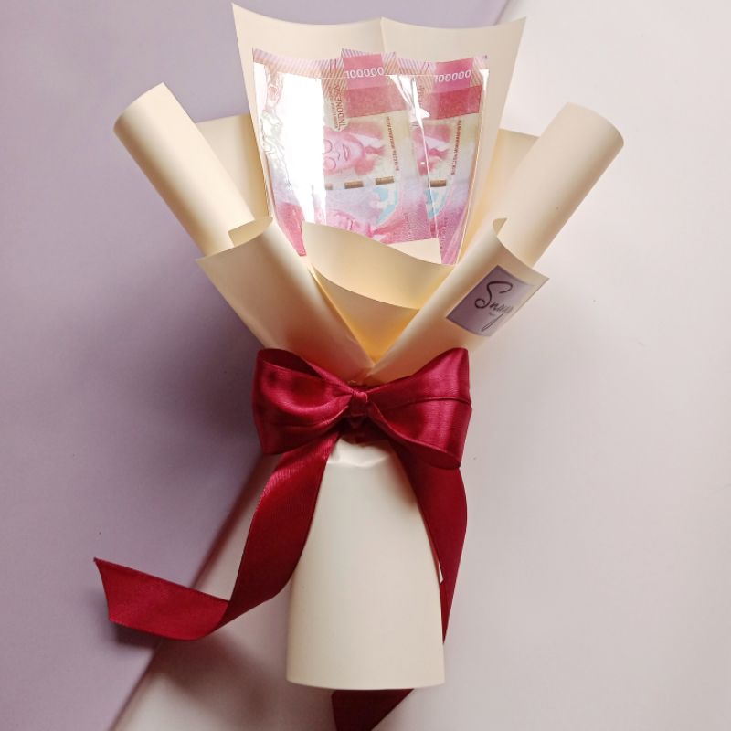BUKET UANG - BUKET MINI FREE (buket wisuda, buket uang, bunga pita, buket murah, bunga mini)