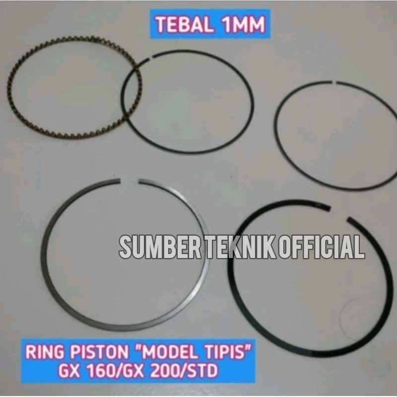 Ring Piston "Model Tipis" Ukuran Standar Honda GX 160 GX 200 GX160 GX200