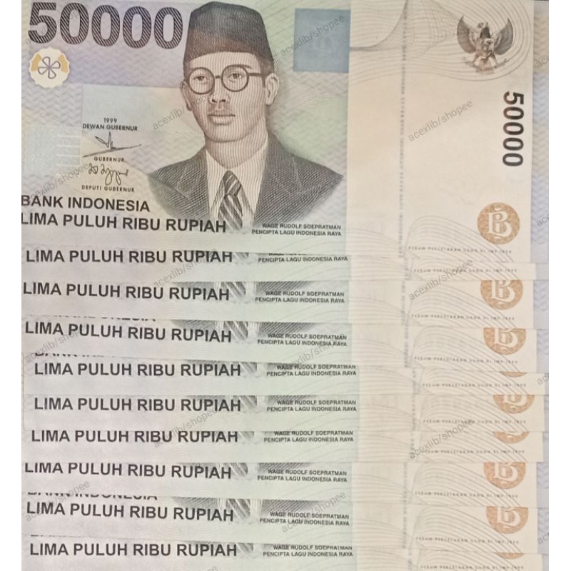 uang kertas rupiah idr lama kuno lima puluh 50 ribu 50000 gocap asli mahar koleksi WR Soepratman