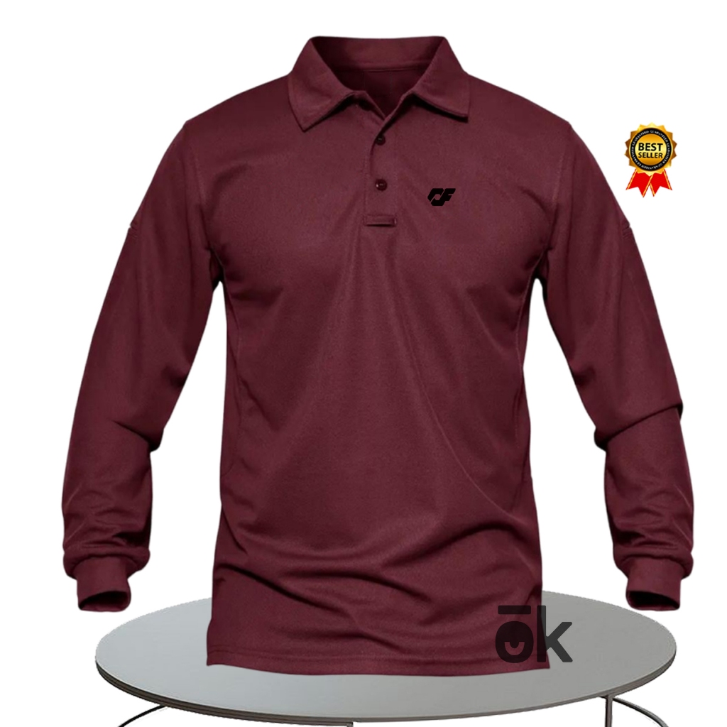 POLO Shirt KAOS POLO LENGAN PANJANG PRIA/WANITA POLO CF TEKS BLACK //Kaos Kerah Polo Shirt Cotton CV