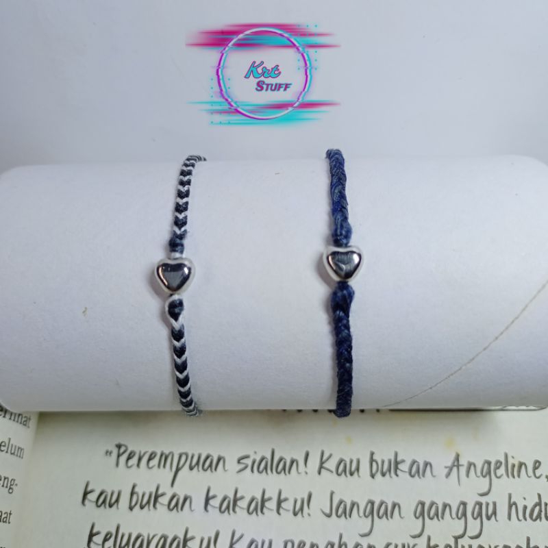Gelang Tangan Tali Love Silver | Gelang Simpel | Gelang Benang | Gelang Tangan Couple