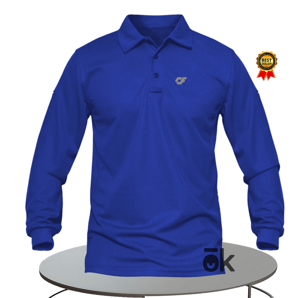 POLO Shirt KAOS POLO LENGAN PANJANG PRIA/WANITA POLO CF TEKS SILVER //Kaos Kerah Polo Shirt Cotton C