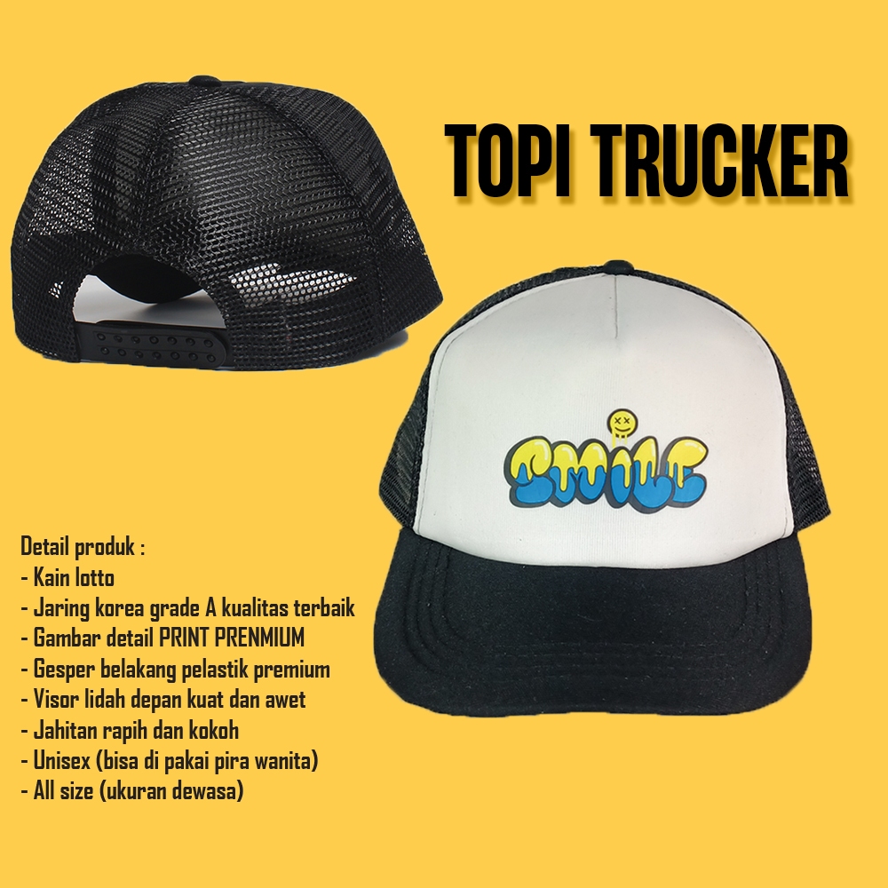 COD - AA-13 Topi Trucker Hat Jaring Distro Snapback Baseball Pria Wanita Motif Gambar Distro Font Lo