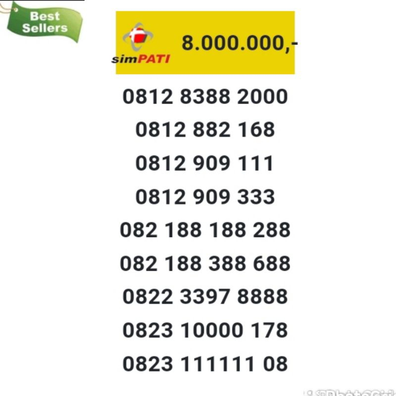 kartu perdana nomor cantik simpati 4g lte seri ribuan 8000 80000 5000 bmi10