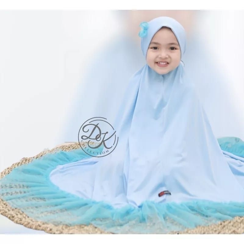 MUKENAH ANAK JERSEY BALON RENDA POLOS USIA 3-6 TAHUN