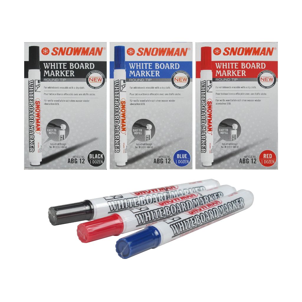 

Spidol SNOWMAN ABG12 Whiteboard Marker 1 Pack Isi 12 Pcs