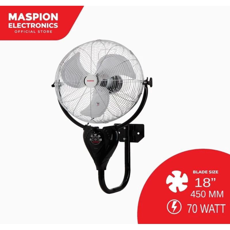 Maspion PW 1802 RC Kipas Angin Dinding 18 Inch Remote Control Hitam Silver