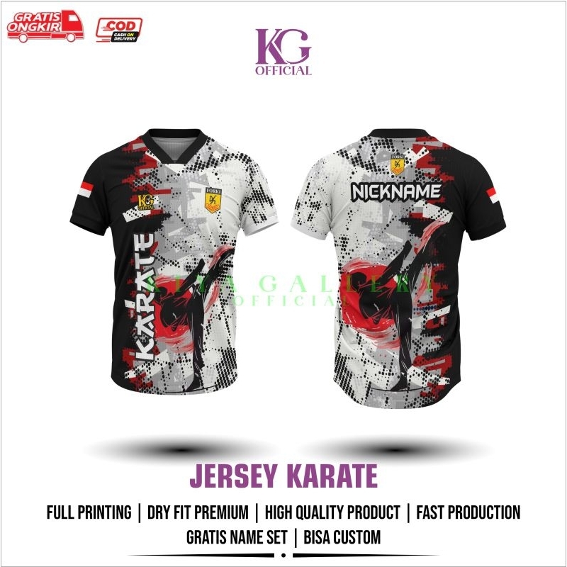Jersey Karate Bahan Dryfit Printing Custom Nama dan Dojo
