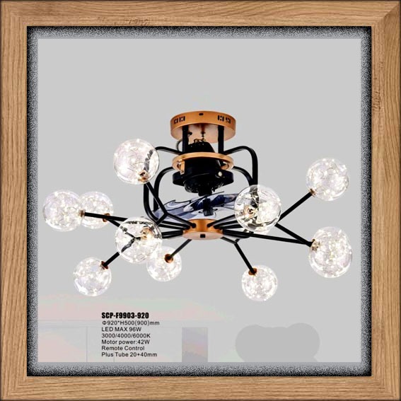 Lampu Hias Plafon Gantung ceiling void Clasic Modern Kaca Kipas angin remote Orbit minimalis lightin