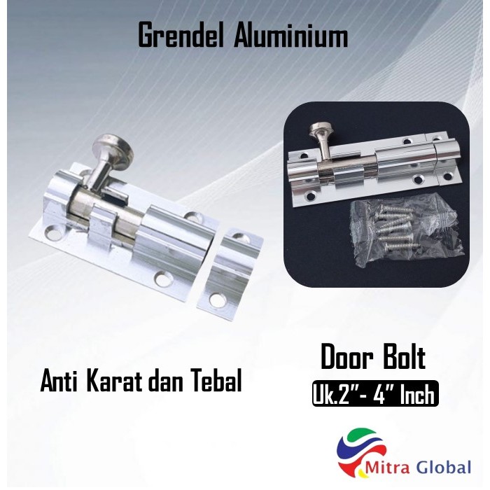 Grendel Pintu Rumah / Selot Pintu Rumah Aluminium 2 / 3 /4 / Slot Pintu Rumah / Selot Jendela AMANI