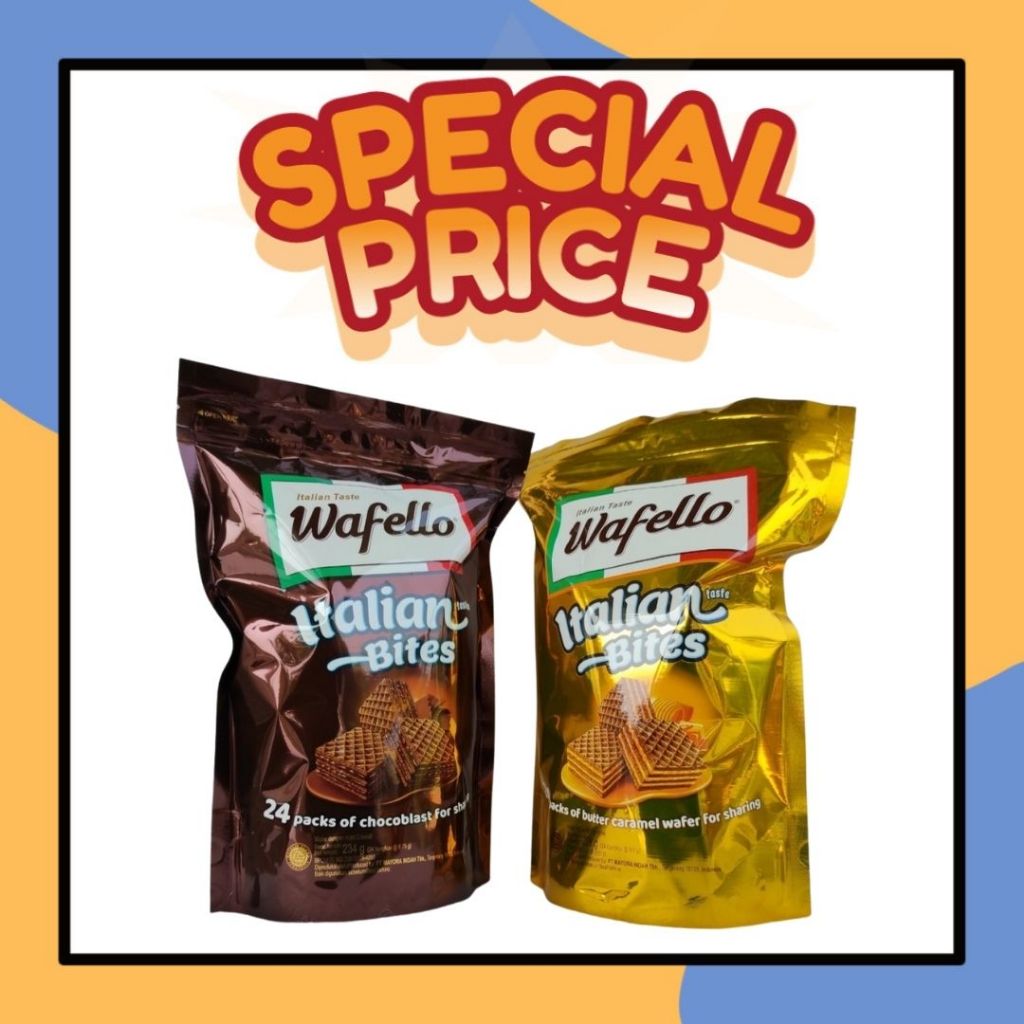 

Roma Wafello Wafer Pouch Isi 24pcs Snack Wafers 234g Camilan Coklat Butter Caramel