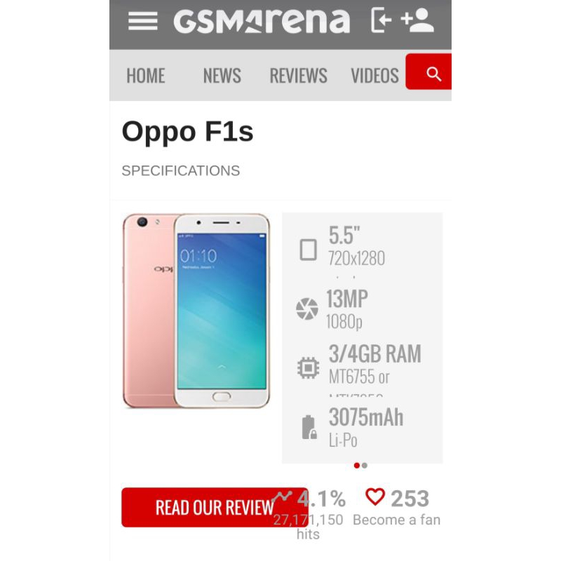 Oppo F1S A1601 Bekas / Second
