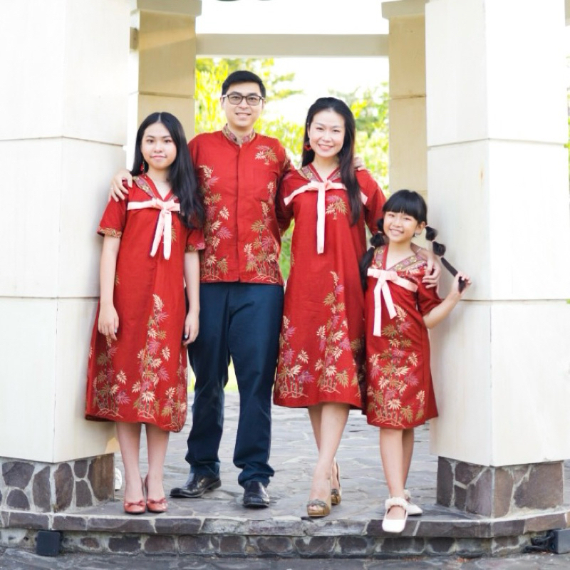 BATIK KIDS Couple Batik Family Bamboo Dress Batik Kemeja Batik Couple Keluarga CNY Imlek