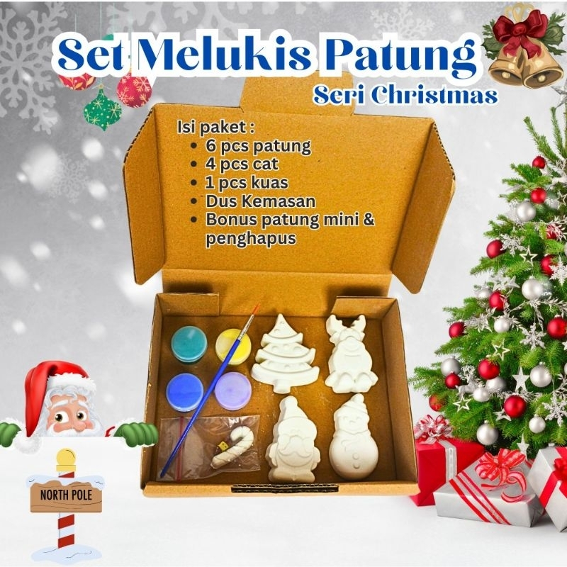 

Set Melukis Natal Gypsum Patung Lukis Painting Kit Akrilik Acrylic Mewarnai Patung Gipsum Coloring