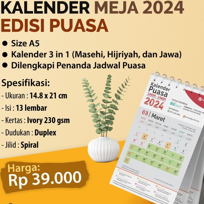 

Kalender Meja Yufid 2024 Edisi Puasa - Ukuran A5 - Asli