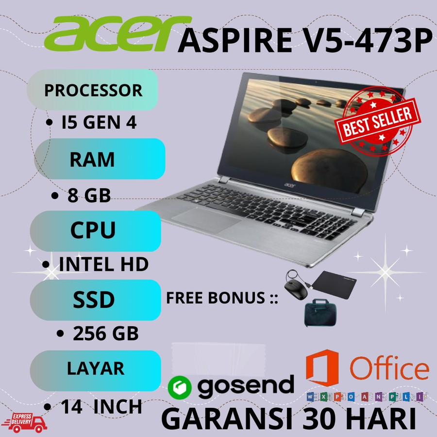 FLASHHH SALEEE ACER ASPIRE V5 -473P INTEL CORE I5 GEN 4