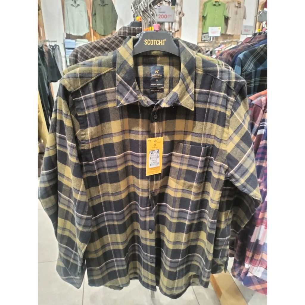 SCOTCH Baju kemeja pria Laki Laki Lengan Panjang Original DG3237267