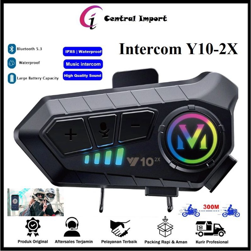 Intercom Y10 2X Bluetooth Radio FM Interkom Helm 2 Rider Helmet Y10 - Interkom Headset Sepeda Motor 