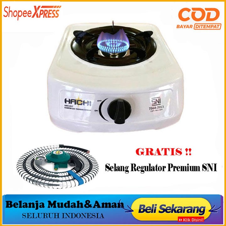 Hachi 1 Tungku Kompor Gas Merk Hachi SNI Kompor Murah Berkualitas Bonus Selang Paket Regulator