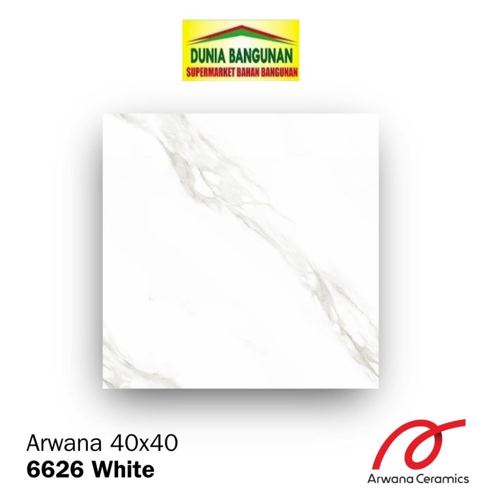 Arwana 6626 White KW1 40X40 Keramik Lantai