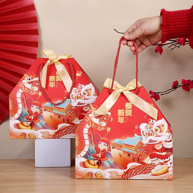 

Kotak Merah Paper Bag Pouch Jinjing Imlek Tempat kue nastar parcel CNY Sincia