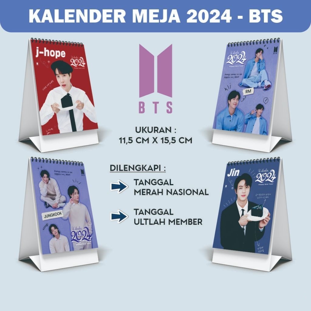 

KALENDER MEJA 2024 - KPOP BTS Member ARMY Kalender MURAH GAMBAR DETAIL
