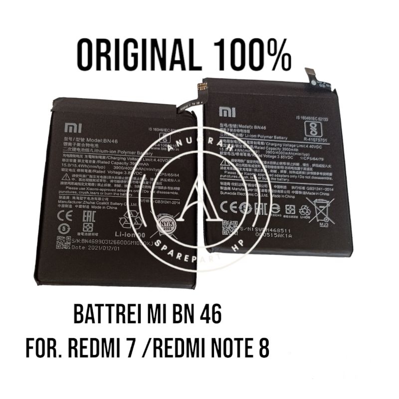 BATERAY BATREI BATRE XIAOMI BN46 FOR REDMI 7/REDMI NOTE 8 ORIGINAL