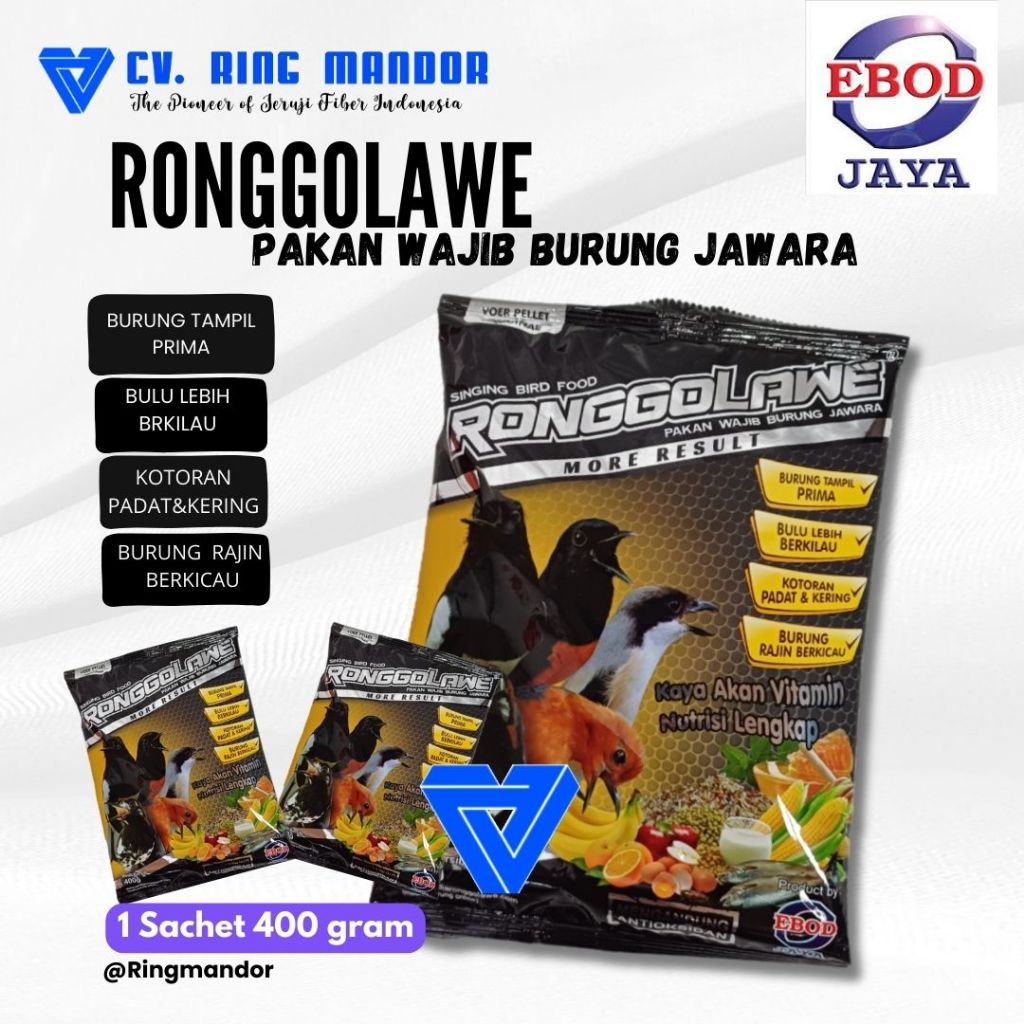PAKAN BURUNG VOER RONGGOLAWE EBOD JAYA PAKAN BURUNG ANIS MURAI CUCAK BURUNG LAINNYA