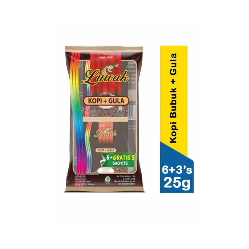 

Luwak Kopi Bubuk Gula 6+3+25gr