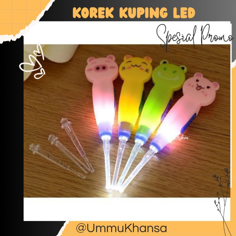 Pembersih Telinga LED / Korek Kuping Lampu anak Karakter / Earpick Flashlight