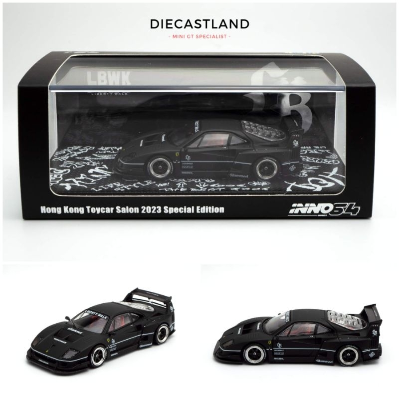 INNO64 LBWK (F40) Matte Black Hong Kong Toycar Salon 2023 Special Edition IN64-LBWKF40-HKTS23 Acryli