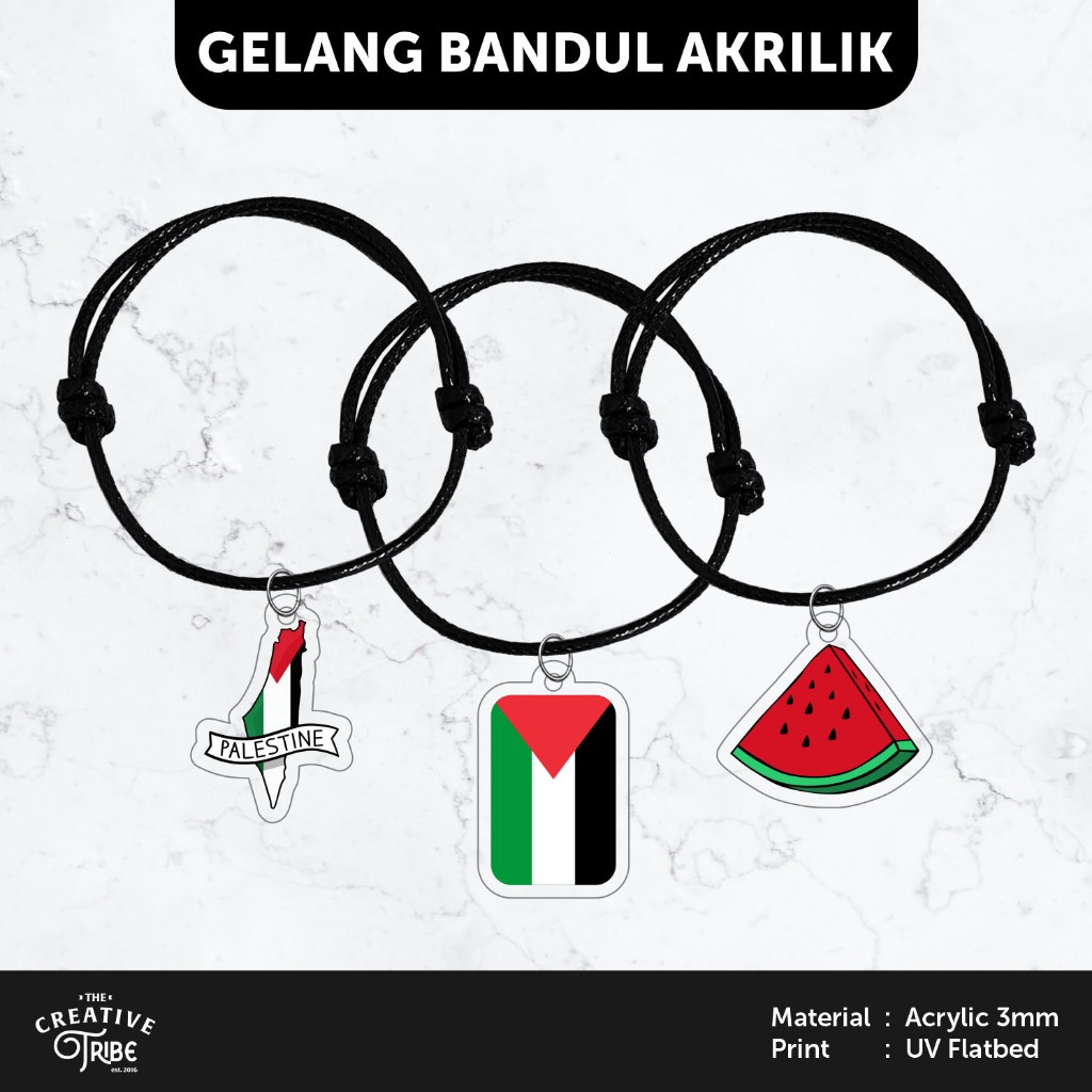 Palestine - Gelang Bandul Akrilik - Hiasan Aksesoris Tali Korea Palestina