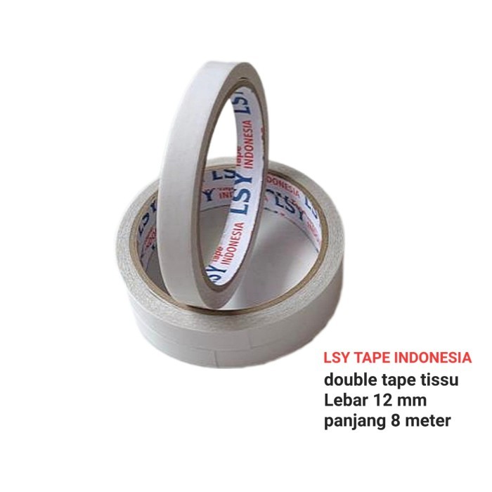 

LSY Double Tape 12mm x 10yard Full | Isolasi Tape Double 12mm x 10yard