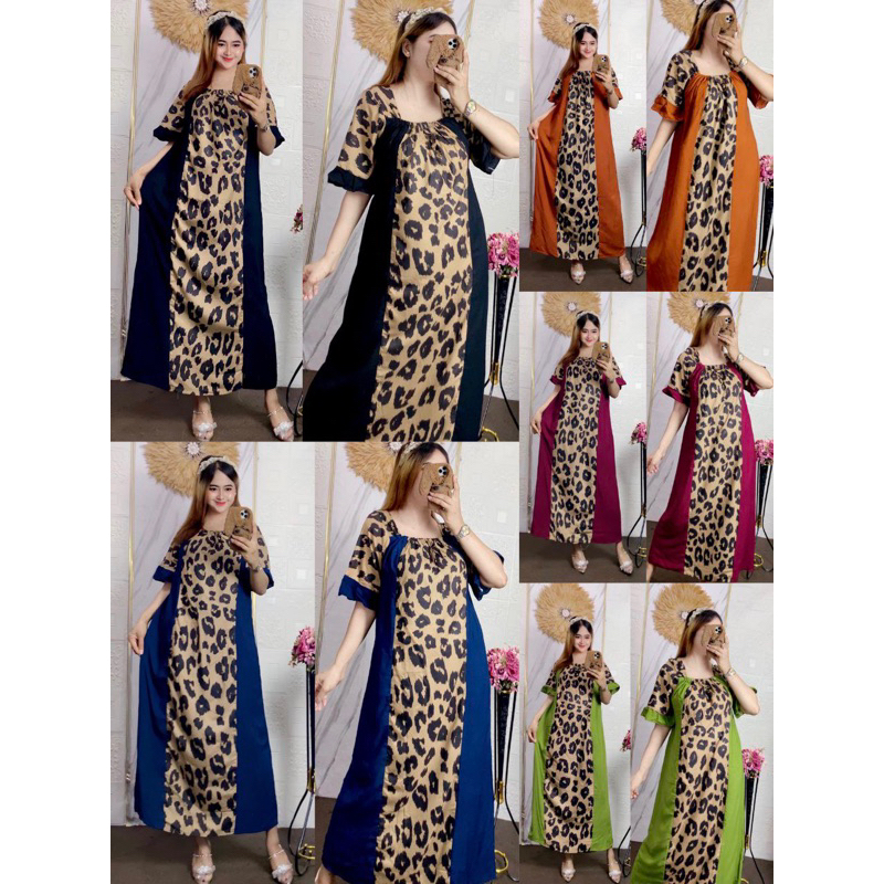 Daster Polos Motif Macan Lengan Pendek Terbaru | Dress Polos Kombinasi Kekinian