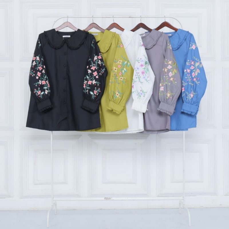Blouse katun ima tuyobo fodu mix lengan bordir Ori by Alifah