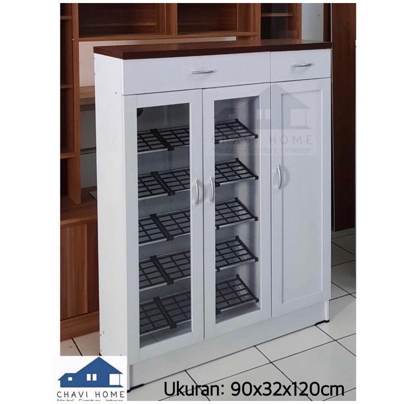 KHUSUS KARGO LUAR SURABAYA Rak sepatu lemari sepatu dengan rak dan laci tertutup shoes rack 90cm min